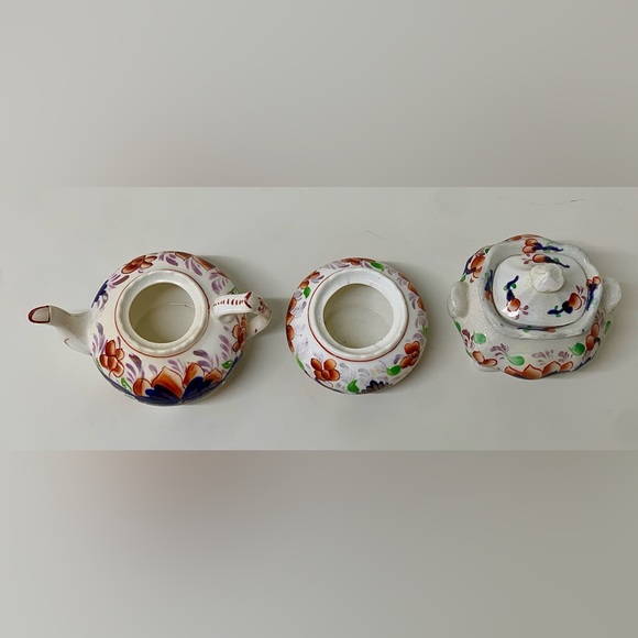 Antique Gaudy Welsh Grape Pattern Child’s Miniature Tea Set Pieces - Picture 3 of 16
